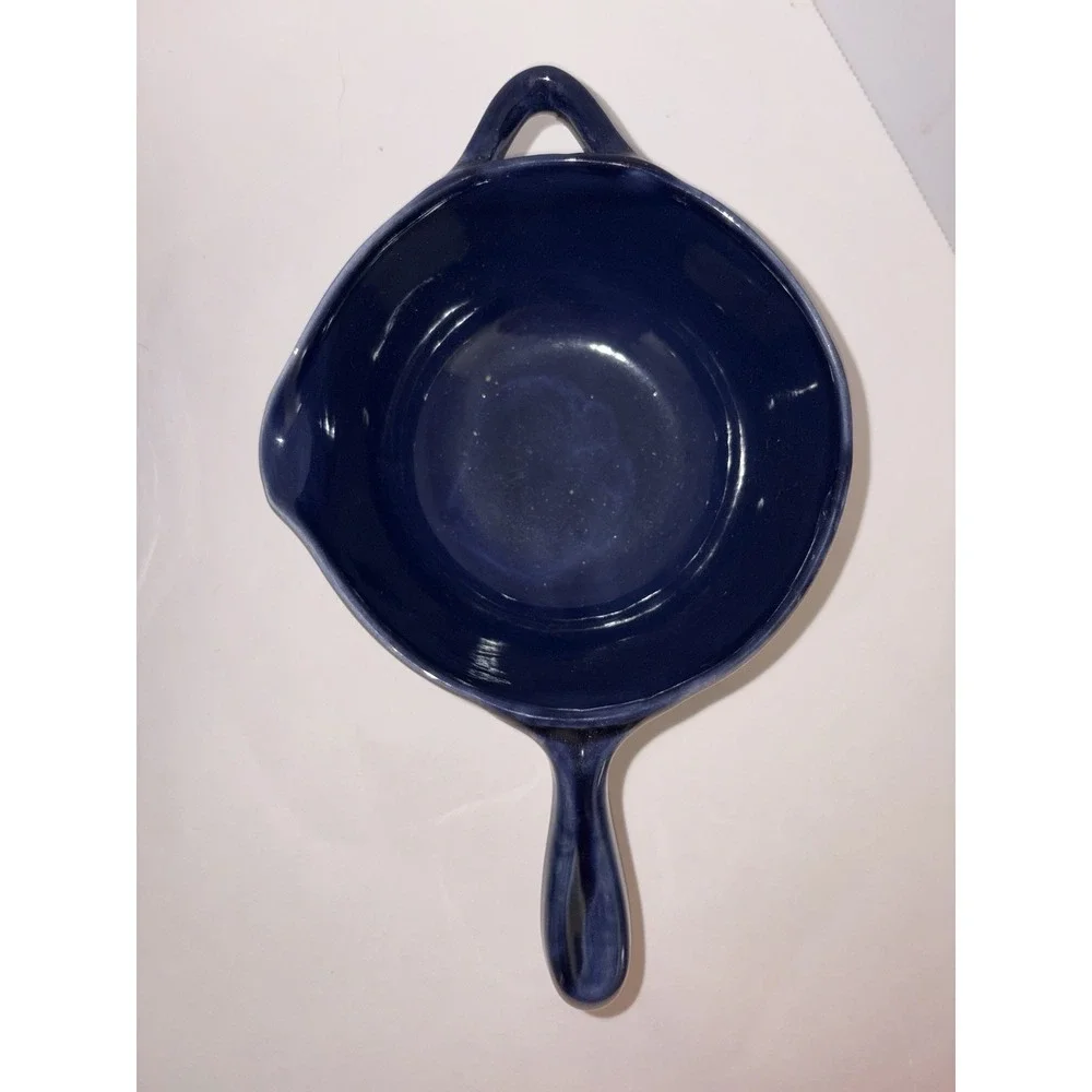 3 Vintage Ceramiche Alfa Italy Blue Glazed Soup Bowl -made In Italy Pottery
